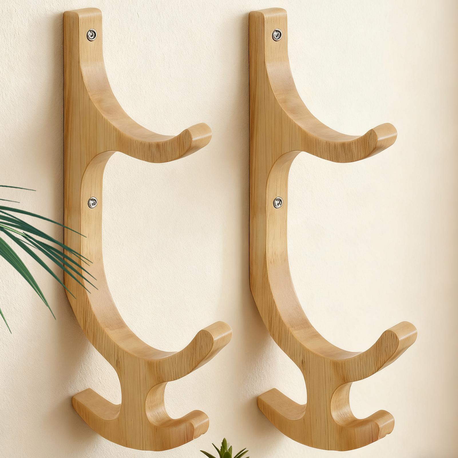 Sports Equipment Storage Rack - Yoga Mat Holder Wall Mount Wooden