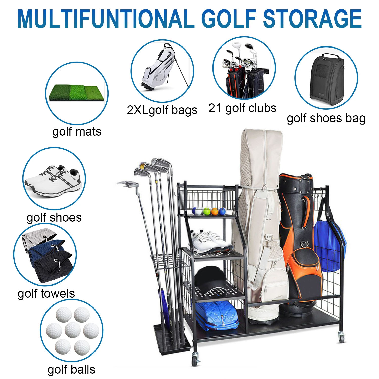 Golf Bag Storage Garage Organi - Sports Equipment Storage Rack review and price