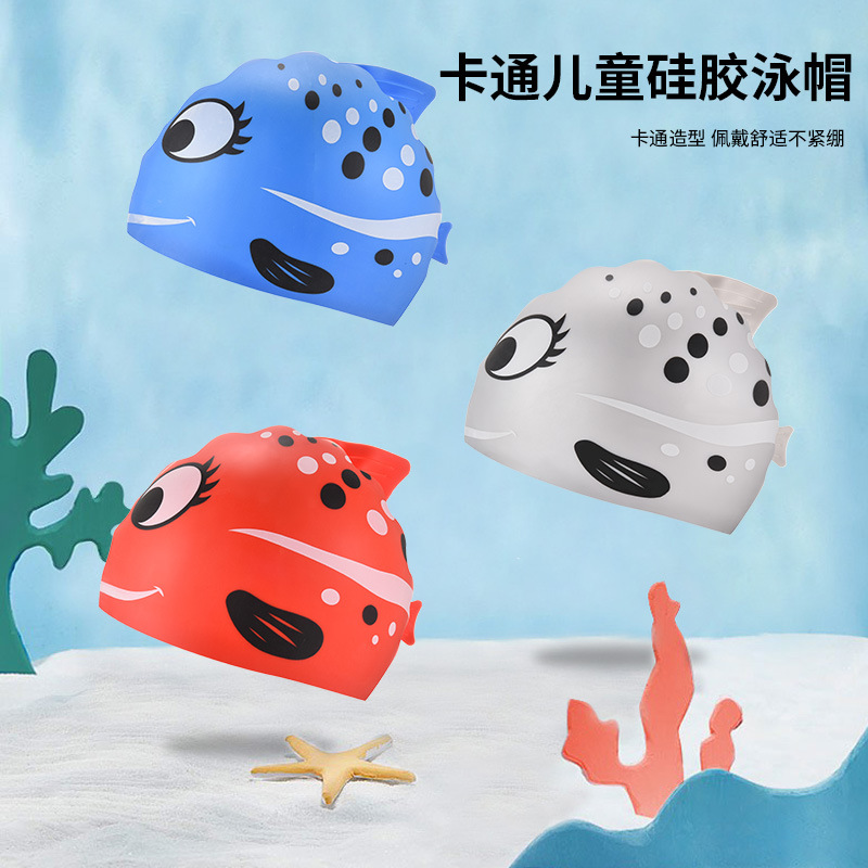 1PC Cute Cartoon Fish Print Si - Swim Cap Silicone review and price